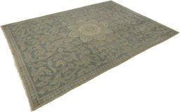 Corner detail of 1920s Antique Carpets rug showing border pattern and Wool pile