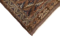 Backside of handmade 1900s Antique Carpets rug showing knot structure and weave density