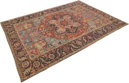 Close-up detail of 1920s Antique Carpets rug from Iran / Persia showing Wool weave