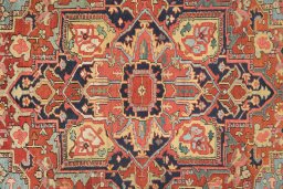 Close-up detail of 1920s Antique Carpets rug from Iran / Persia showing Wool weave