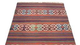 Surface texture of New Kilim Antique rug with natural Wool and intricate pattern