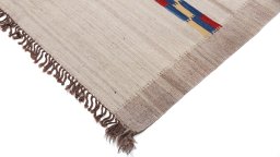 Backside of handmade New Kilim Antique rug showing knot structure and weave density