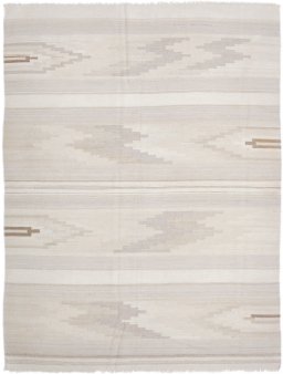 Full view of 1950s Kilim Antique rug from Iran / Persia, 241 × 175 cm in Gray tones