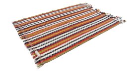 Corner detail of 1950s Semi-antique Carpets rug showing border pattern and Wool pile