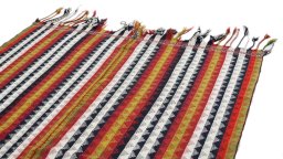 Surface texture of 1950s Semi-antique Carpets rug with natural Wool and intricate pattern