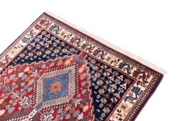 Surface texture of 1955s Semi-antique Carpets rug with natural Wool and intricate pattern