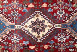 Full view of 1955s Semi-antique Carpets rug from Iran / Persia, 145 × 100 cm in Red tones