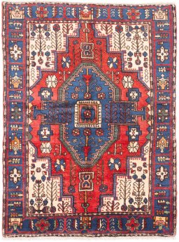 Full view of 1970s Semi-antique Carpets rug from Iran / Persia, 157 × 113 cm in Red tones