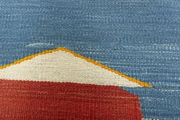 Backside of handmade New Kilim Dastan rug showing knot structure and weave density