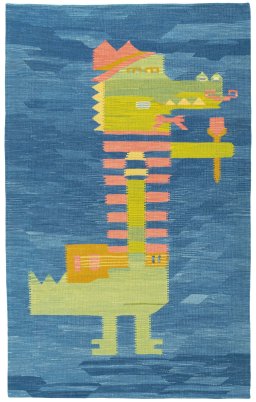 Full view of New Kilim Dastan rug from Turkey, 200 × 124 cm in Multi Color tones