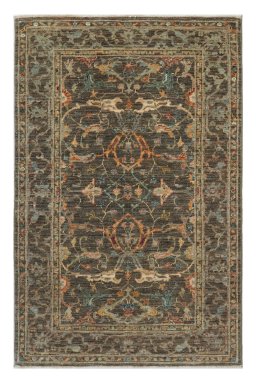 Full view of New Farahan rug from Pakistan, 124 × 79 cm in Gray tones