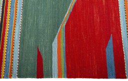 Close-up detail of New Kilim Sofre rug from Turkey showing Wool weave