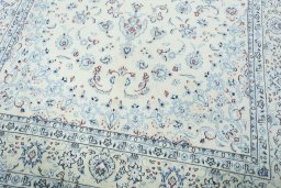Close-up detail of New Nain rug from Iran / Persia showing Wool weave