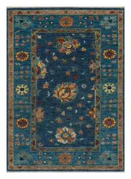 Full view of New Farahan rug from Pakistan, 115 × 83 cm in Blue tones