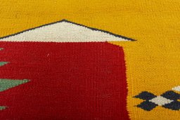 Backside of handmade New Kilim Dastan rug showing knot structure and weave density