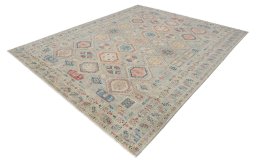 Close-up detail of New Kazak rug from Pakistan showing Wool weave