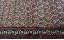Close-up detail of 1930s Hamedan rug from Iran / Persia showing Wool weave