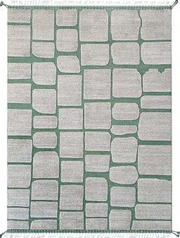 Full view of New Morocco rug from Pakistan, 240 × 176 cm in Gray tones
