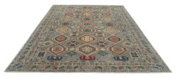 Surface texture of New Kazak rug with natural Wool and intricate pattern