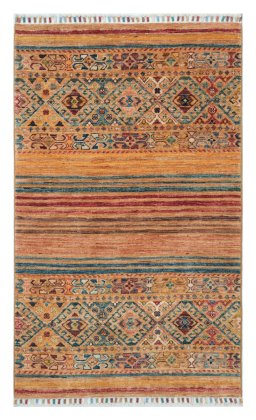 Full view of New Samarkand rug from Pakistan, 128 × 78 cm in Yellow tones