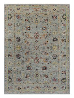 Full view of New Farahan rug from Pakistan, 238 × 173 cm in Gray tones