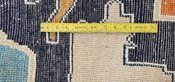 Full view of New Morocco rug from Pakistan, 165 × 224 cm in Blue tones