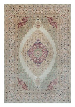 Full view of New Farahan rug from Pakistan, 298 × 201 cm in Beige tones