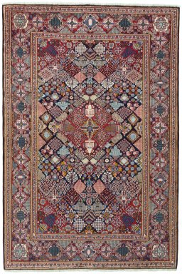 Full view of 2000s Kashan rug from Iran / Persia, 201 × 135 cm in Blue tones