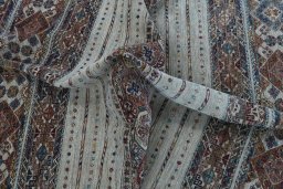 Full view of New Samarkand rug from Pakistan, 293 × 201 cm in Gray tones