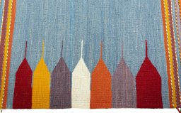 Close-up detail of New Kilim Sofre rug from Turkey showing Wool weave