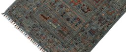 Backside of handmade New Samarkand rug showing knot structure and weave density
