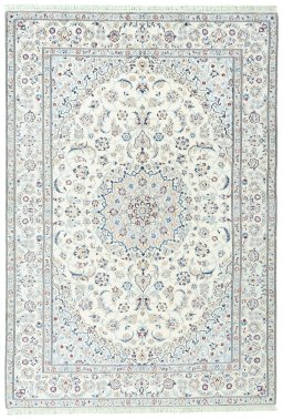 Full view of 2000s Nain rug from Iran / Persia, 295 × 204 cm in Beige tones