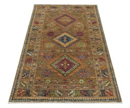 Surface texture of New Kazak rug with natural Wool and intricate pattern