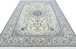 Surface texture of New Nain rug with natural Wool and intricate pattern