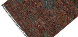 Backside of handmade New Samarkand rug showing knot structure and weave density