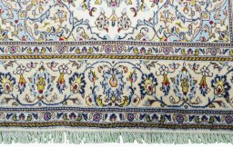 Full view of 2000s Kashan rug from Iran / Persia, 222 × 134 cm in Beige tones