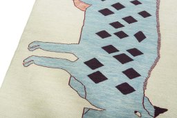 Surface texture of New Kilim Dastan rug with natural Wool and intricate pattern