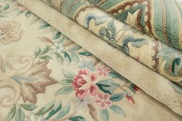 Corner detail of 1970s China rug showing border pattern and Wool pile