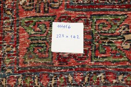 Close-up detail of 1920s Bijar rug from Iran / Persia showing Wool weave