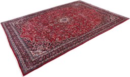 Corner detail of 1950s Bijar rug showing border pattern and Wool pile