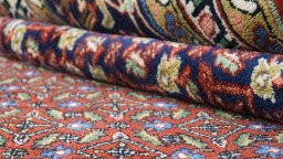 Close-up detail of 1970s Bijar rug from India showing Wool weave