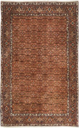Full view of New Bijar rug from Iran / Persia, 265 × 157 cm in Red tones