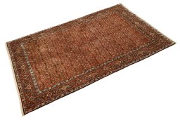 Corner detail of New Bijar rug showing border pattern and Wool pile