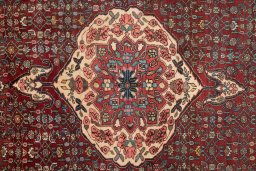 Close-up detail of 1920s Bijar rug from Iran / Persia showing Wool weave