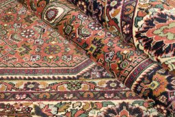 Close-up detail of New Bijar rug from Iran / Persia showing Wool weave