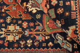Full view of 1900s Bijar rug from Iran / Persia, 222 × 142 cm in Dark blue tones