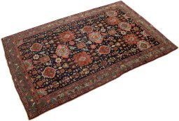 Close-up detail of 1900s Bijar rug from Iran / Persia showing Wool weave