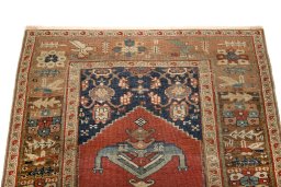 Surface texture of 1880s Bijar rug with natural Wool and intricate pattern
