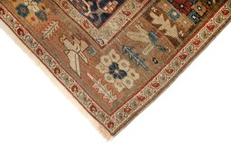 Backside of handmade 1880s Bijar rug showing knot structure and weave density