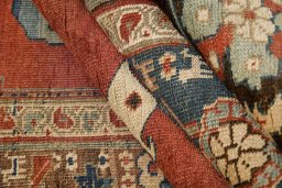 Full view of 1880s Bijar rug from Iran / Persia, 231 × 130 cm in Red tones